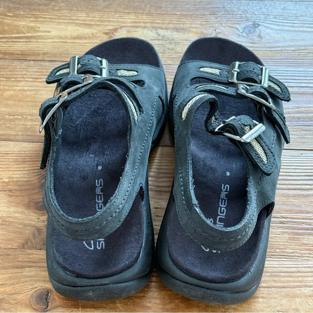 Clarks Springers Black Leather Casual Sporty Sandals Buckle Straps Women's 6 NEW - Picture 8 of 9